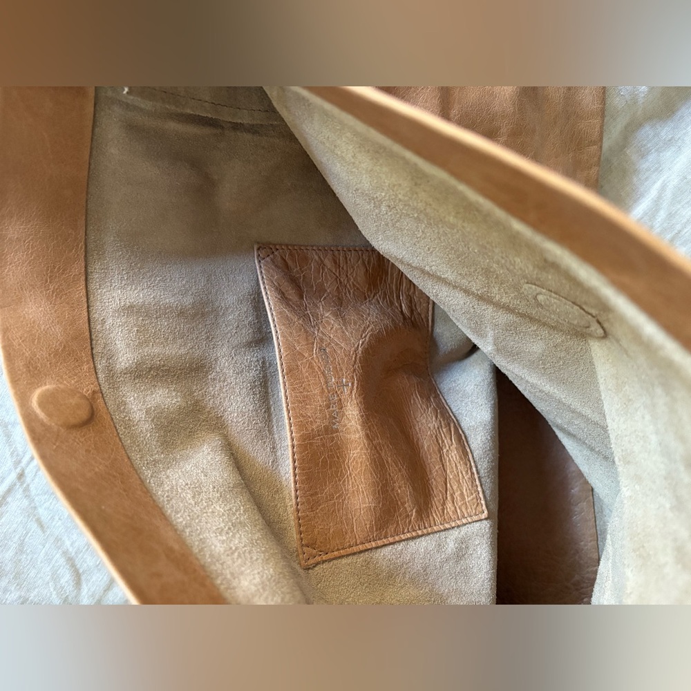 Marie Turner  Tan Leather Paper Bag Lunch Clutch Bag - Picture 7 of 11